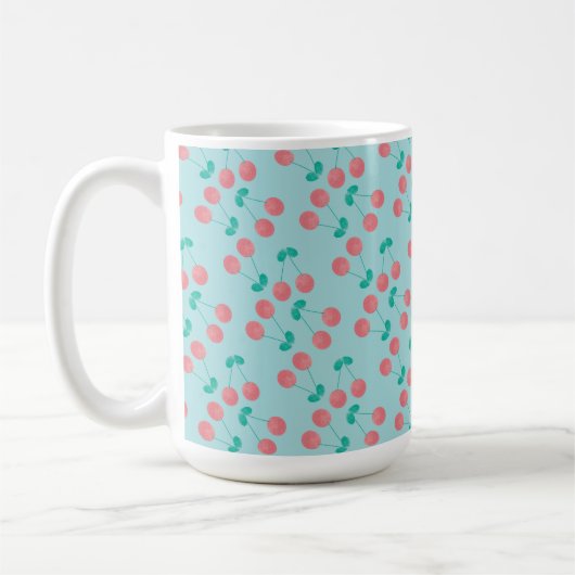 Cherries Hand lackierte Wasserfarbe Aquamarin Kaffeetasse (Links)