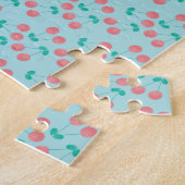Cherries Hand lackierte Wasserfarbe Aquamarin Puzzle (Seite)
