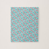 Cherries Hand lackierte Wasserfarbe Aquamarin Puzzle (Vertikal)
