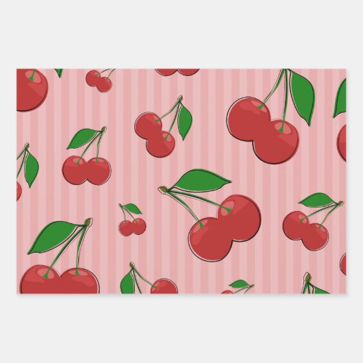 Cherries Illustration Geschenkpapier Set (Vorderseite 2)