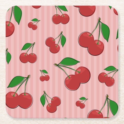 Cherries Illustration Rechteckiger Pappuntersetzer (Vorderseite)