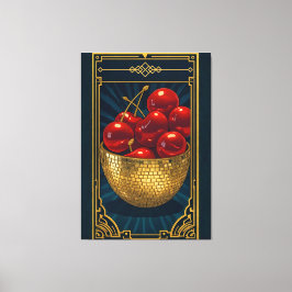 Cherries in Golden Mosaic Bowl deco art Leinwanddruck
