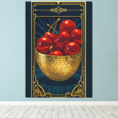 Cherries in Golden Mosaic Bowl deco art Leinwanddruck (Insitu (Holzboden))