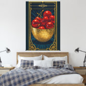 Cherries in Golden Mosaic Bowl deco art Leinwanddruck (Insitu (Schlafzimmer))