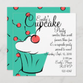 Cherries Jubilation Cupcake Einladung (Vorne/Hinten)