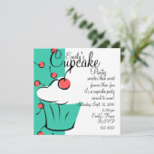 Cherries Jubilation Cupcake Einladung (Stehend Vorderseite)