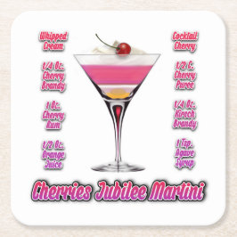 Cherries Jubilee Martini Cocktail Recia Art Rechteckiger Pappuntersetzer