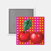 Cherries Kariert Magnet (Vorderseite/Rückseite)