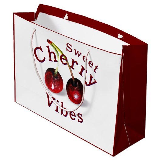 Cherries Large Gift Bag Große Geschenktüte (Rückseite Schrägansicht)