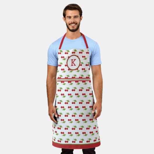 Cherries Mit Monogramm Schürze (Getragen)