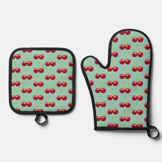 Cherries Ofenhandschuh & Topflappen-Set (Vorderseite)