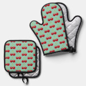 Cherries Ofenhandschuh & Topflappen-Set (Vorderseite/Rückseite)