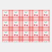 Cherries on Red Kariert Gingham Pattern Geschenkpapier Set (Vorderseite 3)