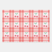 Cherries on Red Kariert Gingham Pattern Geschenkpapier Set (Vorderseite 2)