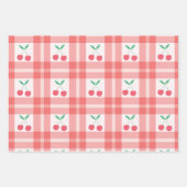 Cherries on Red Kariert Gingham Pattern Geschenkpapier Set (Vorderseite)