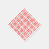Cherries on Red Kariert Gingham Pattern Serviette (Ecke)