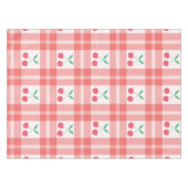 Cherries on Red Kariert Gingham Pattern Tischdecke (Vorderseite (Horizontal))