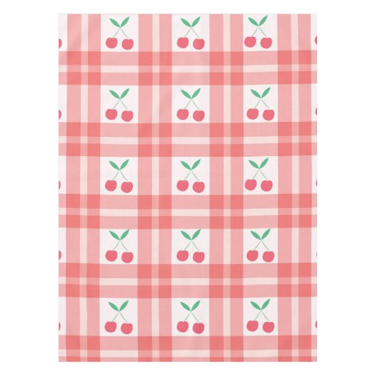 Cherries on Red Kariert Gingham Pattern Tischdecke (Vorderseite)