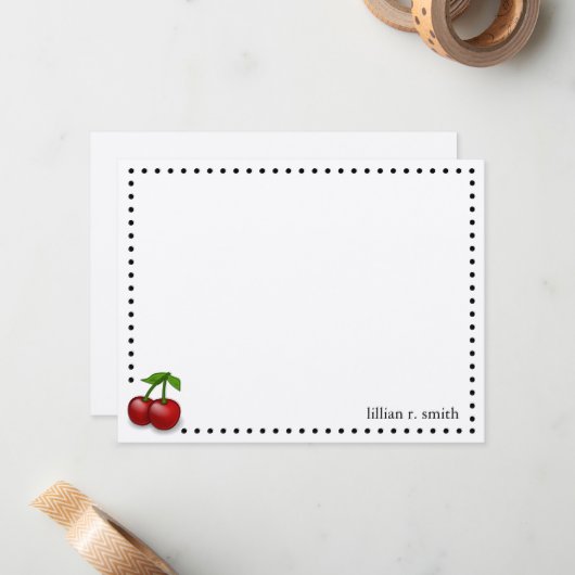 Cherries Personalisierte Note Card Mitteilungskarte (Vorderseite/Rückseite Beispiel)