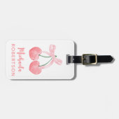 Cherries & Pink Bow Coquette Ästhetik Girl Niedlic Gepäckanhänger (Vorderseite horizontal)