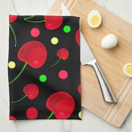 CHERRIES PLUS GESCHIRRTUCH (Viertel Falte)