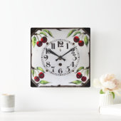 Cherries. Quadratische Wanduhr (Zuhause)