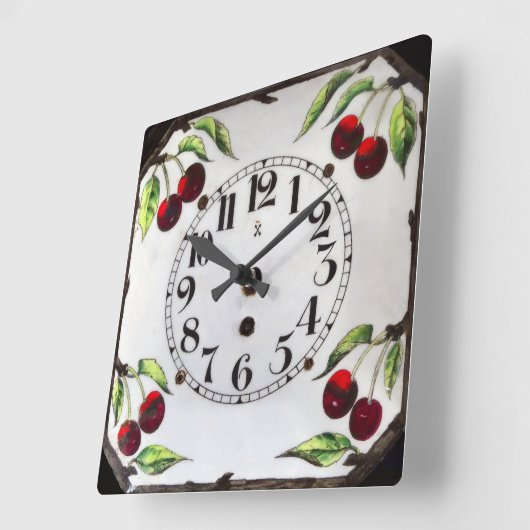 Cherries. Quadratische Wanduhr (Winkel)