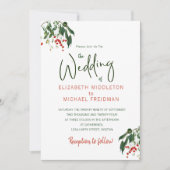 Cherries Red Green Moderne Stilvolle Hochzeit Einladung (Vorderseite)