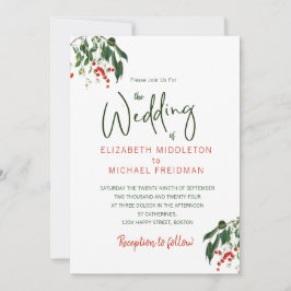 Cherries Red Green Moderne Stilvolle Hochzeit Einladung