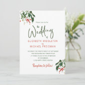 Cherries Red Green Moderne Stilvolle Hochzeit Einladung (Stehend Vorderseite)