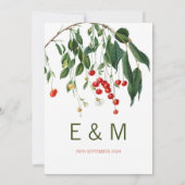 Cherries Red Green Moderne Stilvolle Hochzeit Einladung (Rückseite)