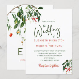 Cherries Red Green Moderne Stilvolle Hochzeit Einladung
