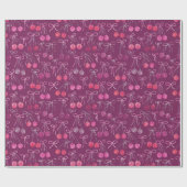 Cherries Ribbons and Bows Watercolor Pattern Geschenkpapier (Flach)