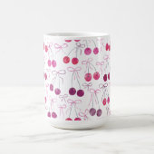 Cherries Ribbons and Bows Watercolor Pattern Kaffeetasse (Mittel)