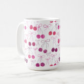 Cherries Ribbons and Bows Watercolor Pattern Kaffeetasse (Vorderseite Links)