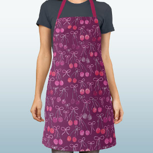 Cherries Ribbons and Bows Watercolor Pattern Schürze