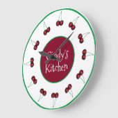 Cherries Ripe Red Cherry Küche Dekoration Obst Art Große Wanduhr (Winkel)