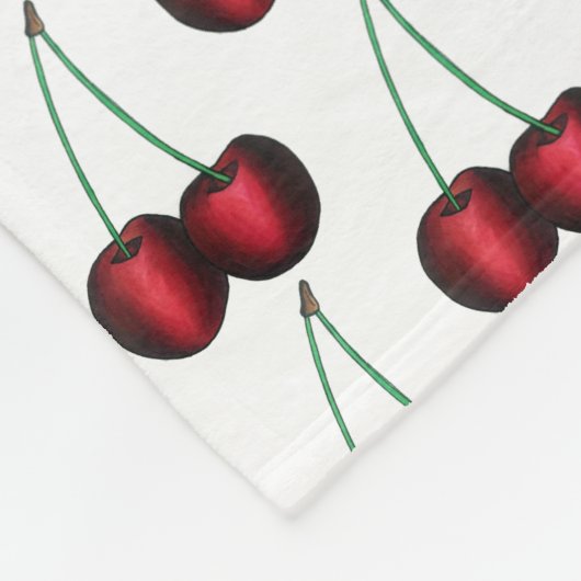 Cherries Ripe Red Cherry Summer Frucht Print Fleecedecke (Ecke)