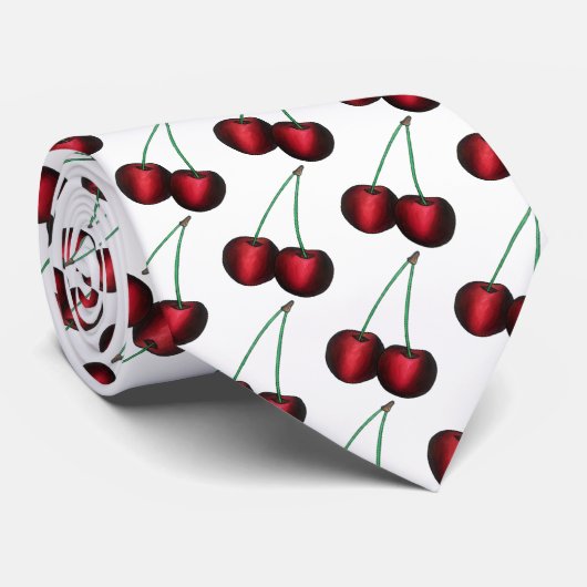 Cherries Ripe Red Cherry Summer Frucht Print Krawatte (Gerollt)