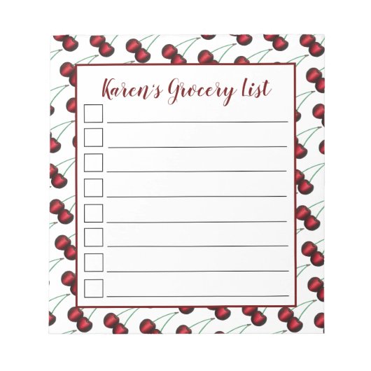 Cherries Ripe Red Cherry Summer Frucht Print Notizblock (Vorderseite)