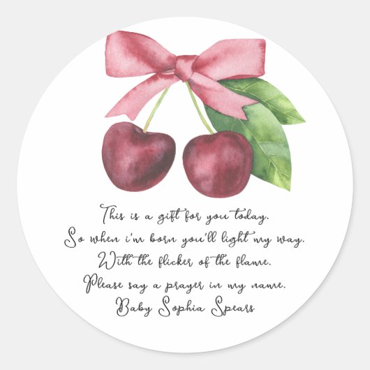 Cherries Schleifenbogenbiegesiegel Runder Aufkleber (Vorderseite)