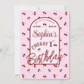 Cherries Thema Erster Geburtstag Einladung (Vorderseite)