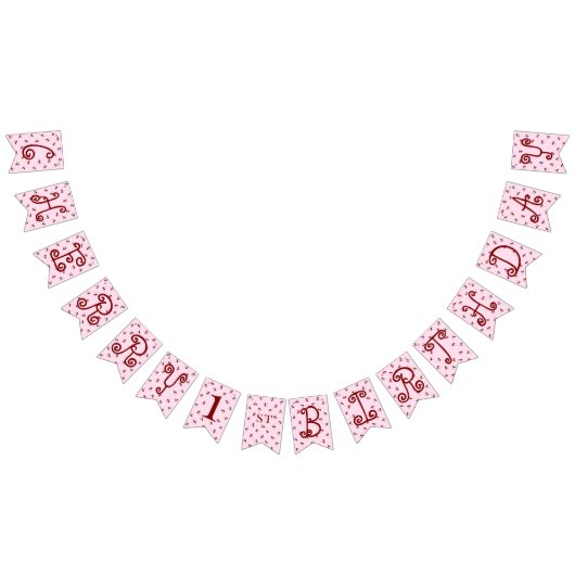 Cherries Theme First Birthday Bunting Banner (Alle)