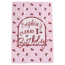 Cherries Theme First Birthday Geschenktasche Mittlere Geschenktüte