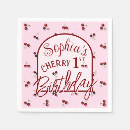 Cherries Theme First Birthday Paper Napkin Serviette