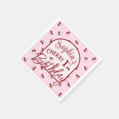 Cherries Theme First Birthday Paper Napkin Serviette (Ecke)