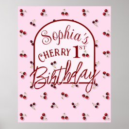 Cherries Theme First Birthday Poster