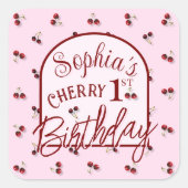 Cherries Theme First Birthday Sticker (Vorderseite)