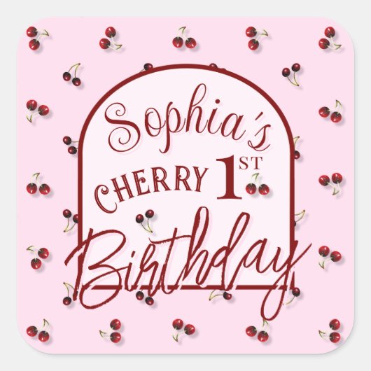Cherries Theme First Birthday Sticker (Vorderseite)