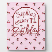 Cherries Theme First Birthday Tabletop Schilder Pl Fotoplatte (Vorderseite)